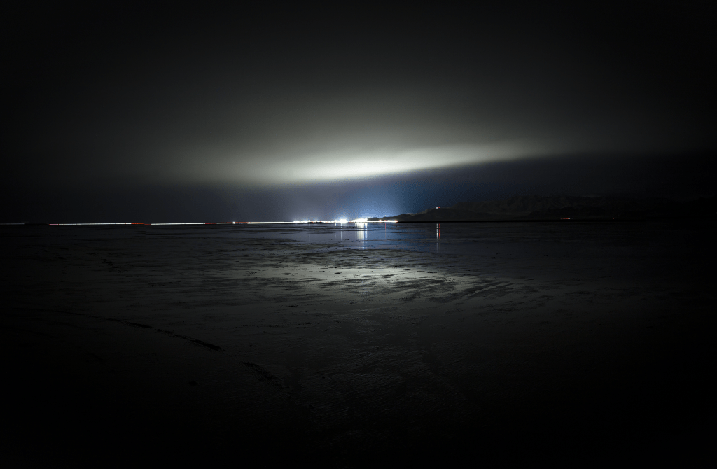 Fine art for sale. Dark moody cloudy night. Reflections